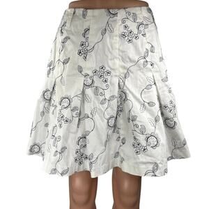 Jaime..b Women's White Floral Embroidered Pleated Back Zip Mini A-Line Skirt 10